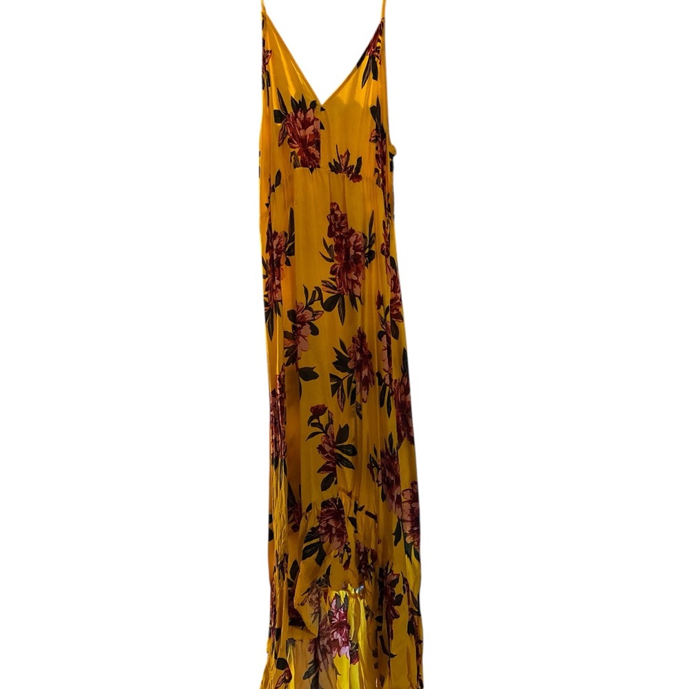 Sunflower Yellow Floral Maxi Slip Dress with Spaghetti Straps